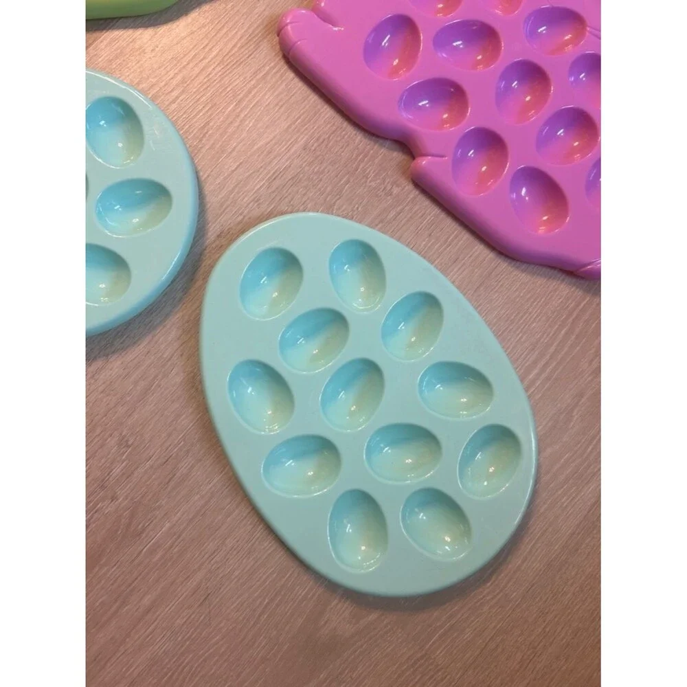 Bunny & Egg Plastic Easter Egg Coloring Egg Holder Set of 4